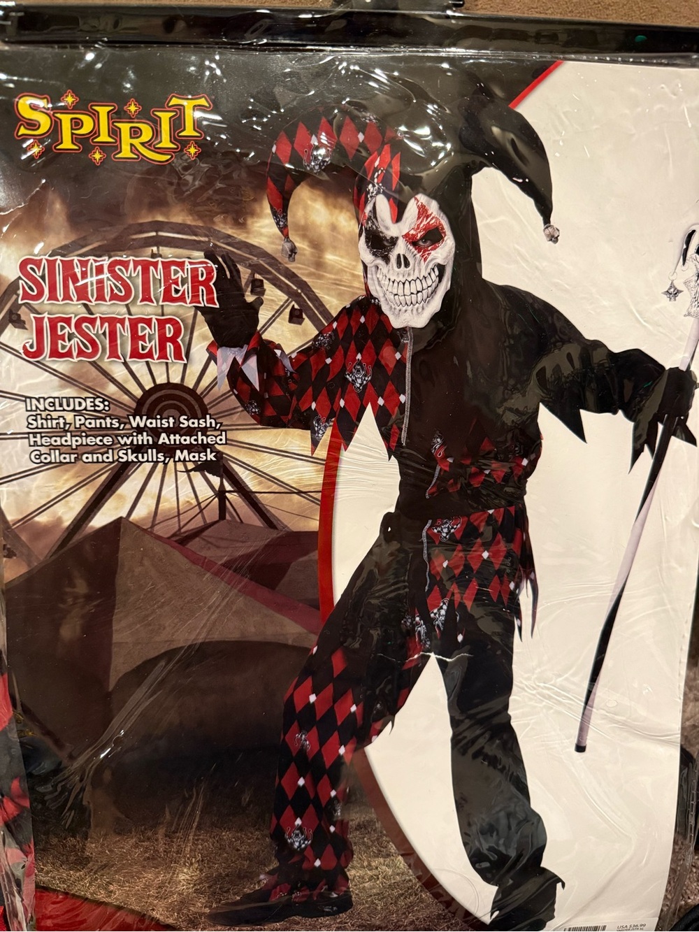Spirit Sinister Jester Costume - Black & Red